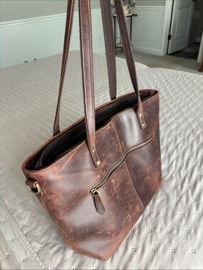 Classic Brown Leather Tote Bag